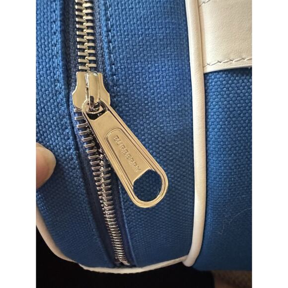 Burberry Kennedy Nylon Duffle Bag With What Leather Trim Damson Blue NWT 2200 - Picture 4 of 9